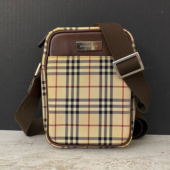 BURBERRY Nova Check Canvas Leather Crossbody Shoulder Bag 💼 - Picture 1 of 15
